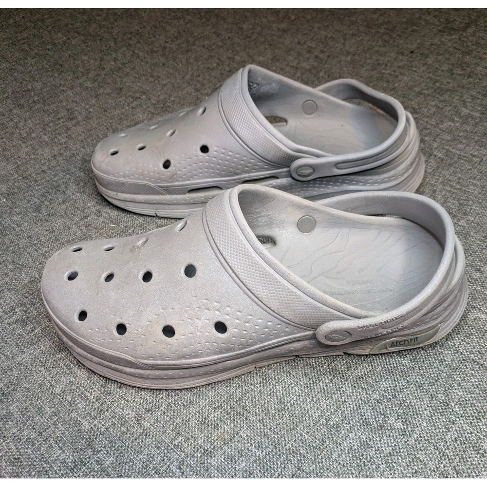 Skechers Arch Fit Foamis Crocs Slip On Shoes Men's Size 9 Gray Campground
